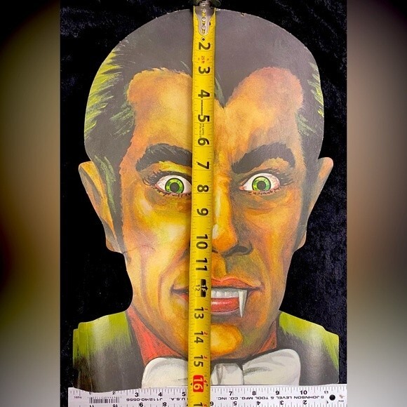 Vtg Count Dracula Vampire Bloodshot Green Eyes Long Sharp Fangs Halloween Rare - Picture 4 of 6